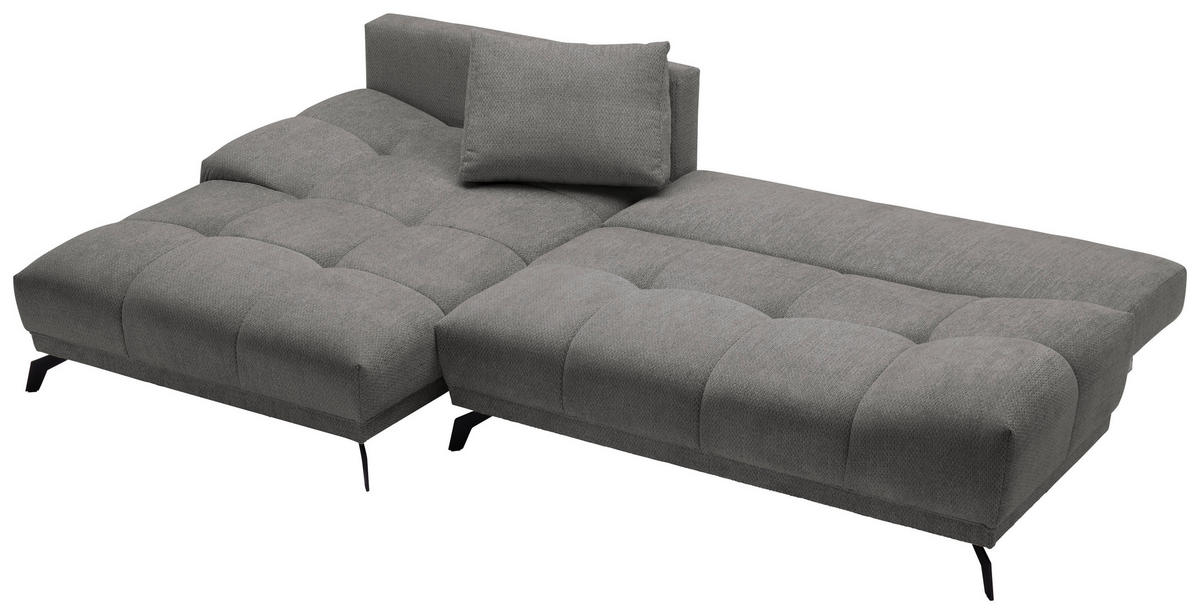 ECKSOFA in Chenille Blau, Braun  - Blau/Schwarz, Modern, Textil/Metall (182/290cm) - Hom`in
