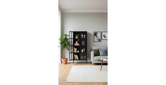 VITRINE  in Schwarz  - Schwarz, Design, Glas/Metall (80/180/35cm) - Xora