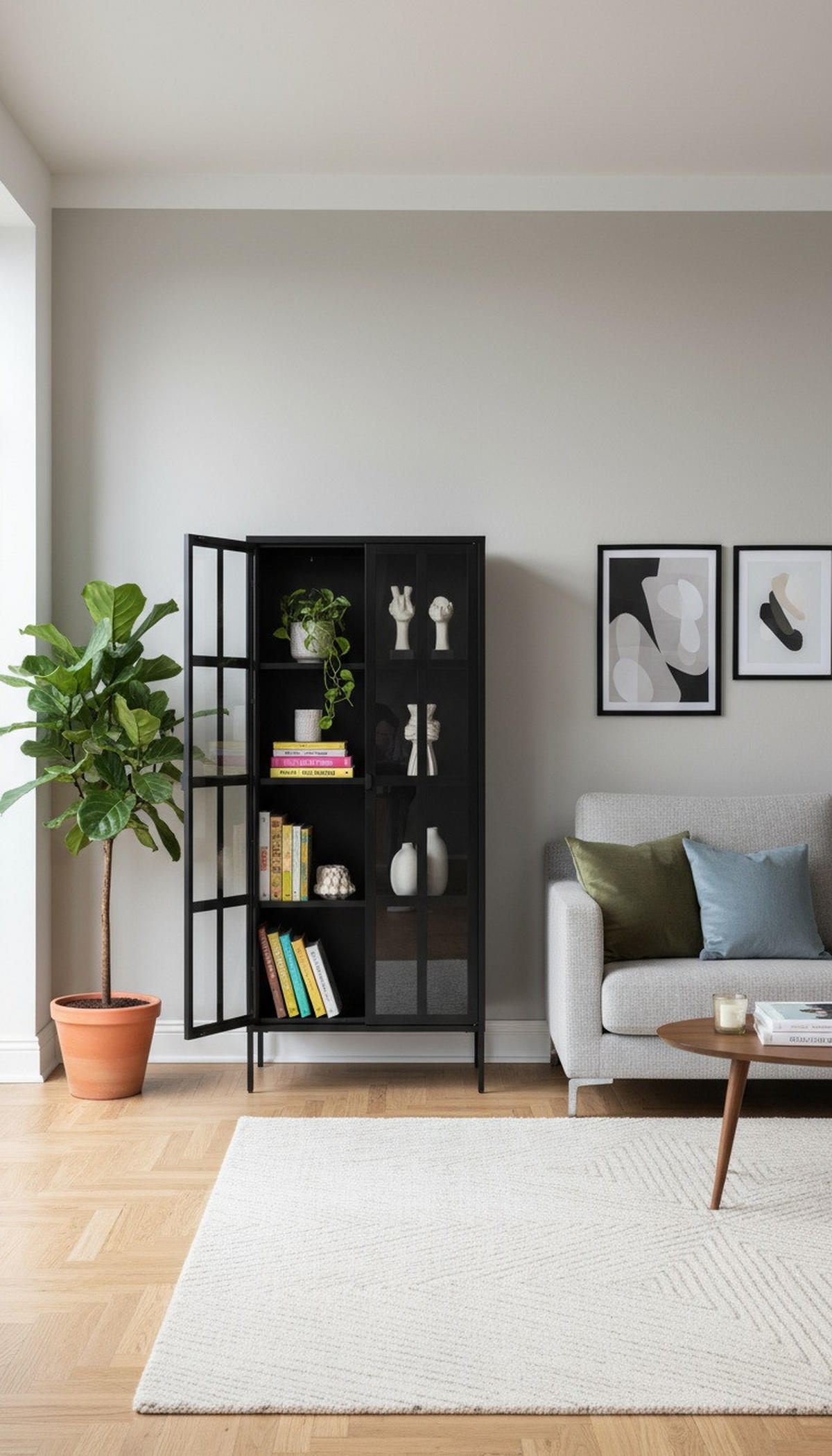 VITRINE  in Schwarz  - Schwarz, Design, Glas/Metall (80/180/35cm) - Xora