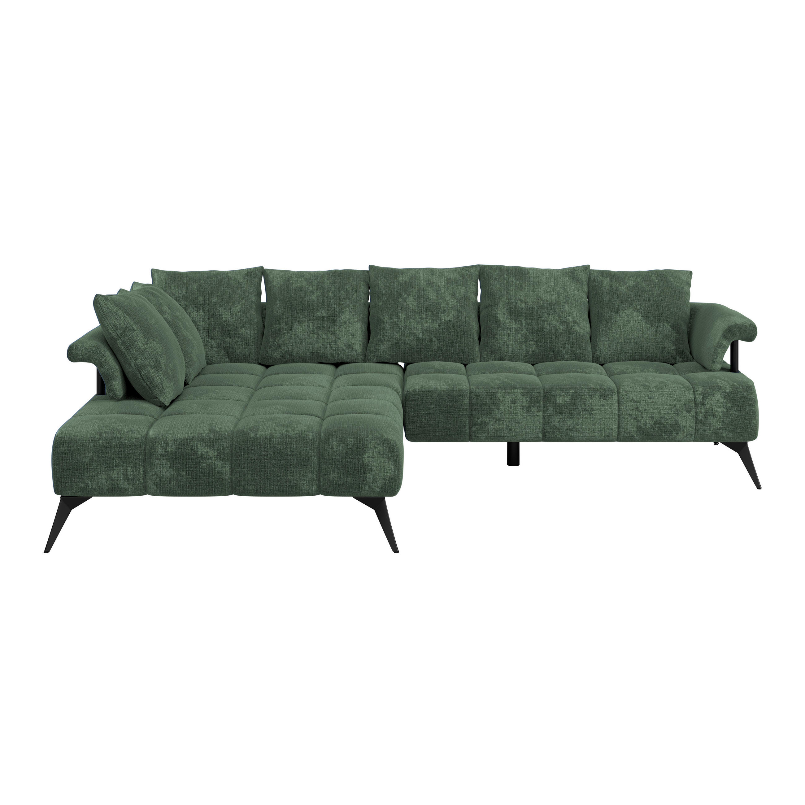 ECKSOFA in Flachgewebe Grün  - Schwarz/Grün, Modern, Kunststoff/Textil (200/297cm) - Livetastic