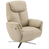 MASSAGESESSEL Echtleder Lederlook Taupe    - Taupe/Chromfarben, Design, Leder/Textil (79/110/85cm) - Livetastic