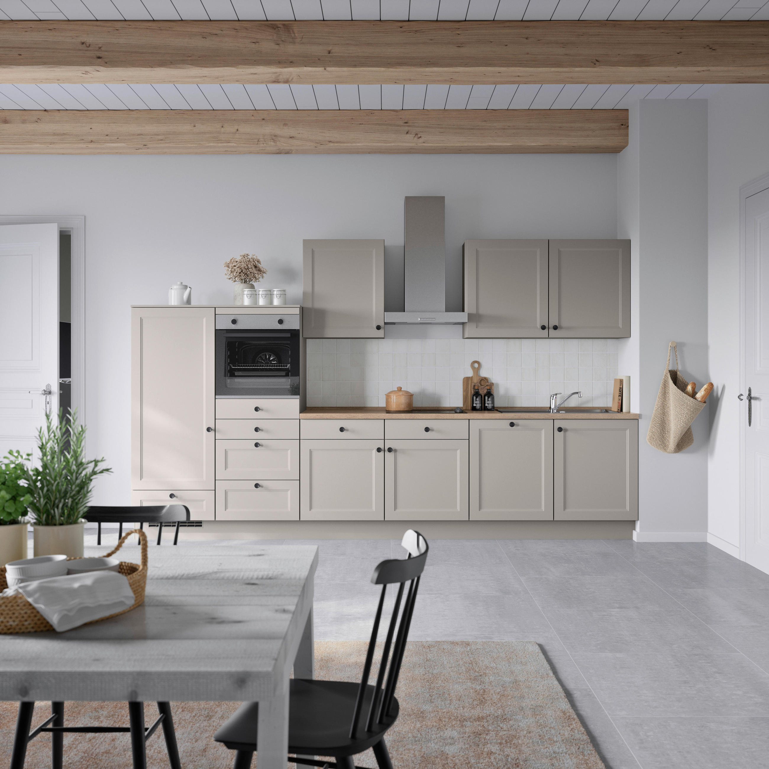 KÜCHENBLOCK 360 cm   in Grau, Eiche dunkel  - Eiche dunkel/Schwarz, MODERN, Holzwerkstoff/Metall (360cm) - Nobilia