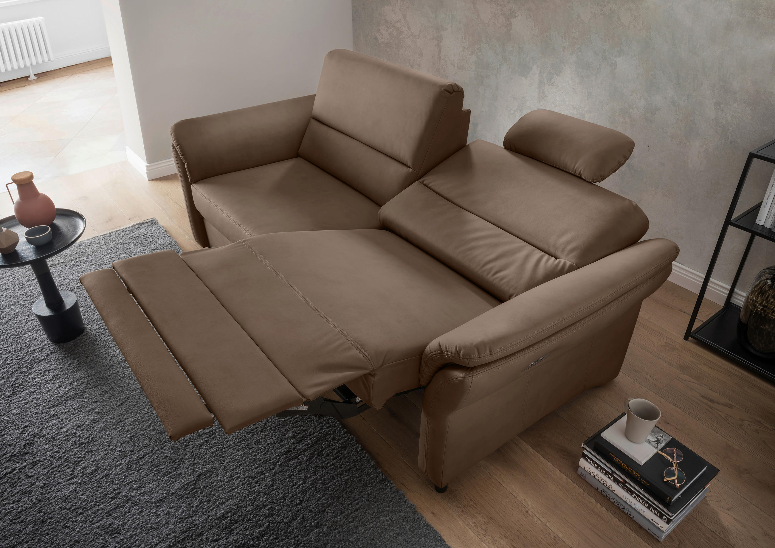 3-SITZER-SOFA in Lederlook Braun - Schwarz/Braun, Modern, Holz/Textil (192/90/89cm) - Livetastic