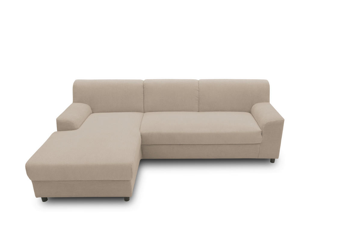 ECKSCHLAFSOFA  CAPRI 2 Taupe Cord  - Taupe/Schwarz, Basics, Kunststoff/Textil (146/241cm) - MID.YOU