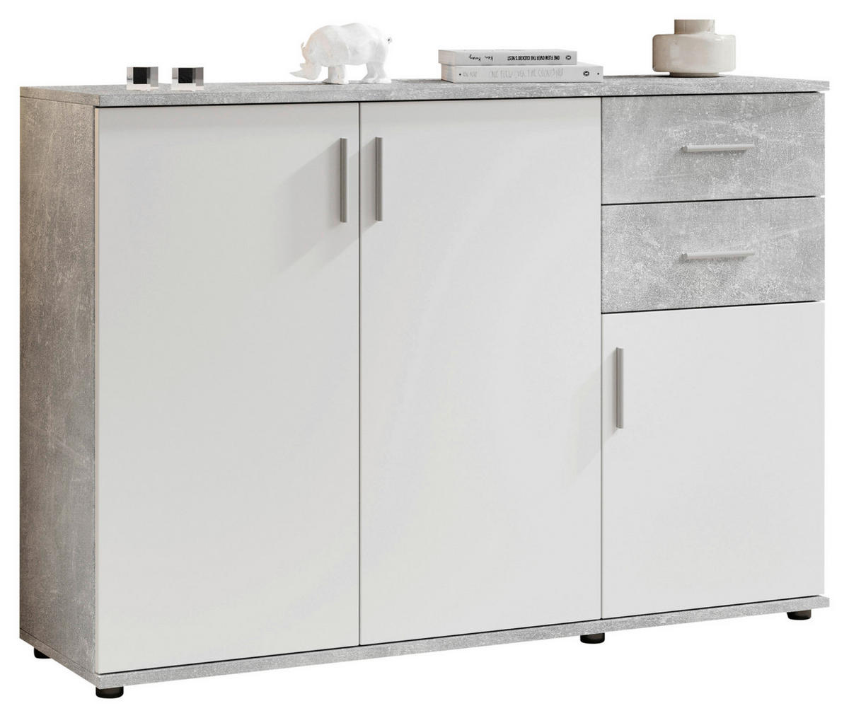 KOMMODE Bobby  in 120/82/35 cm  - Silberfarben/Weiß, KONVENTIONELL, Holzwerkstoff/Kunststoff (120/82/35cm) - Carryhome