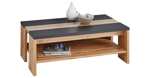 COUCHTISCH rechteckig Schwarz, Eichefarben  - Eichefarben/Schwarz, Design, Glas/Holzwerkstoff (110/40/65cm) - Hom`in