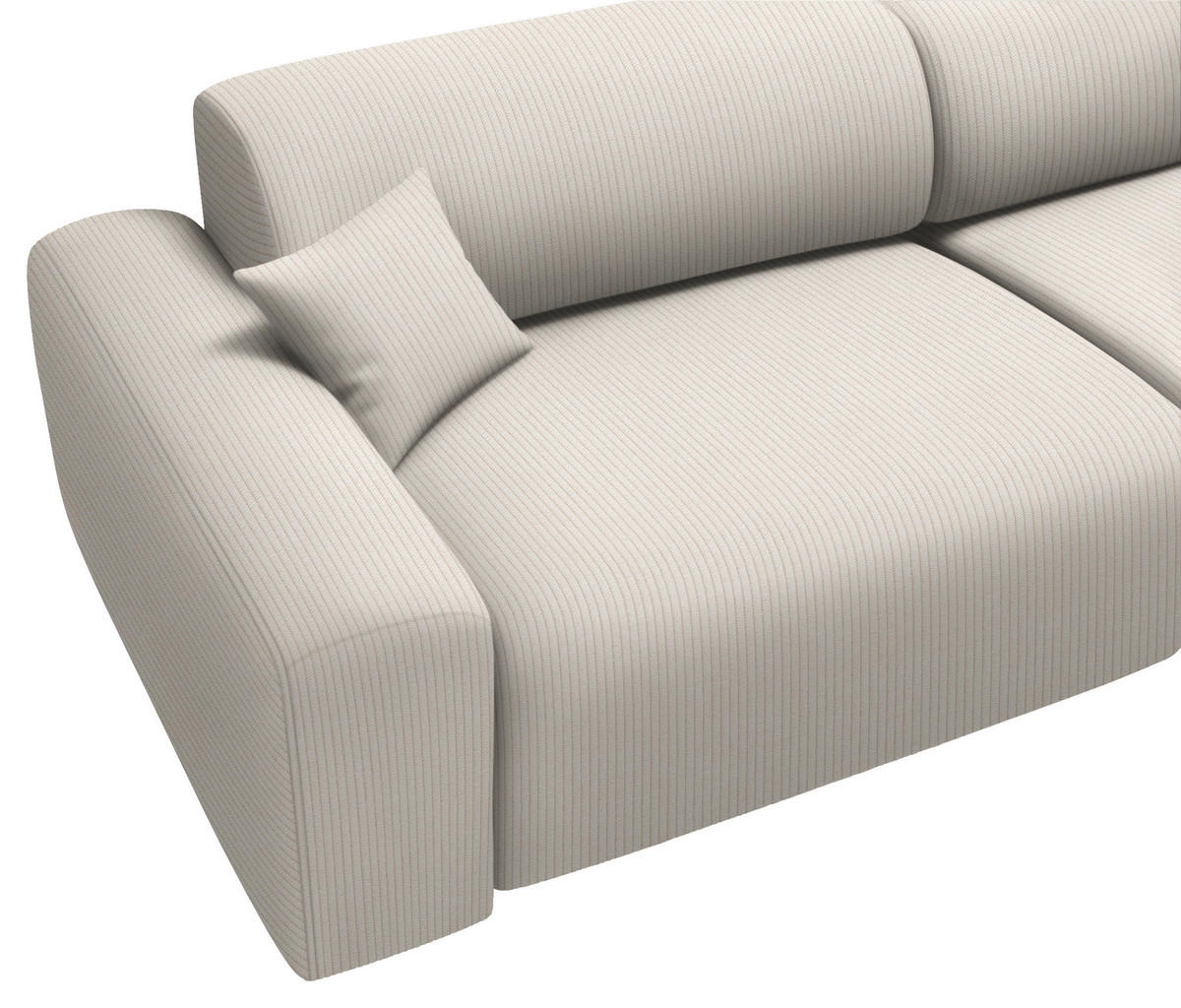 ECKSOFA in Velours, Feincord Ecru  - Ecru/Schwarz, Design, Kunststoff/Textil (292/178cm) - Livetastic
