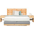 BOXSPRINGBETT 160/200 cm  in Zirbelkieferfarben, Hellgrau  - Zirbelkieferfarben/Hellgrau, Natur, Holz/Textil (160/200cm) - Valnatura