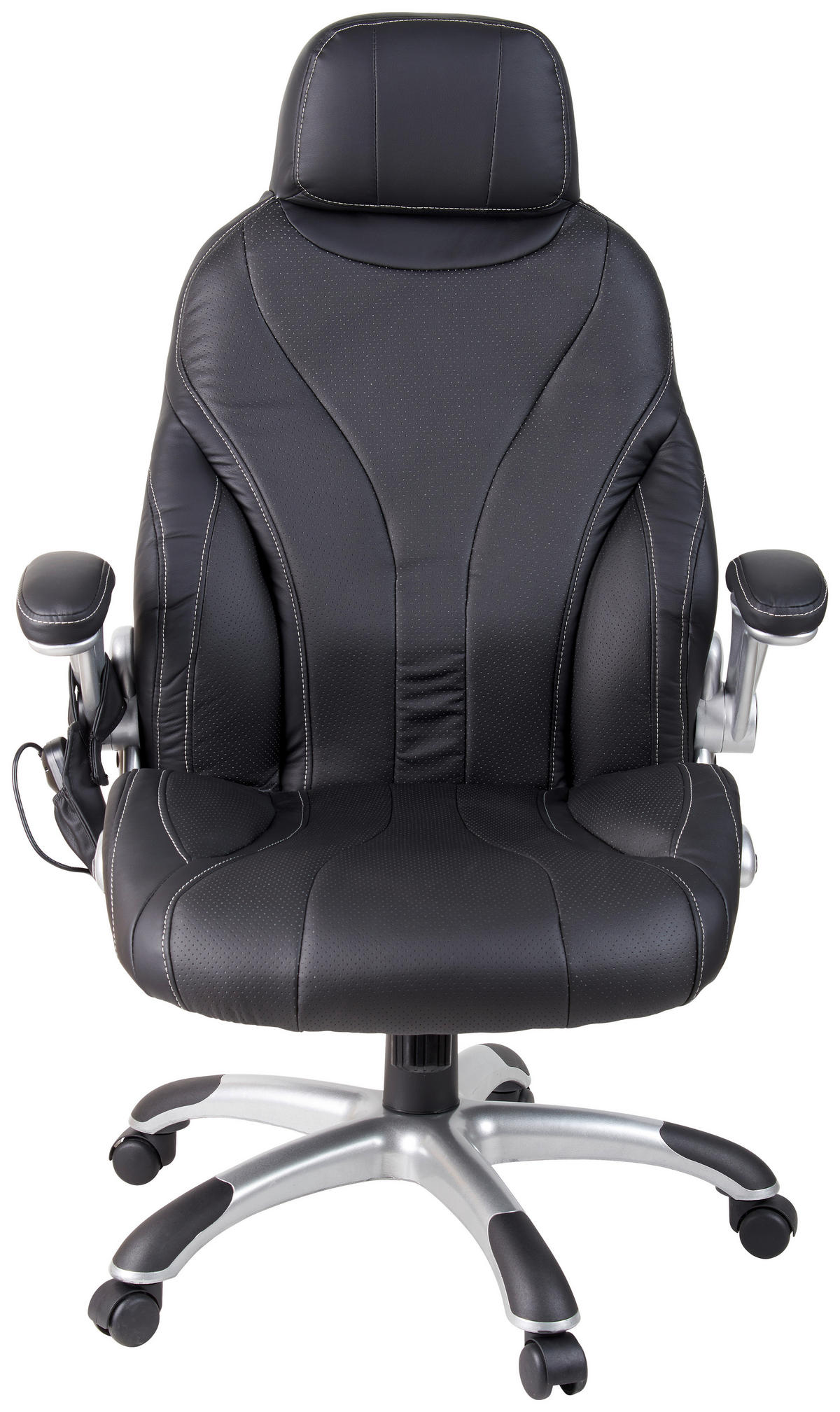 KANCELÁRSKE KRESLO, kožený vzhľad, čierna - čierna/strieborná, Konventionell, kov/textil (70/124-117/76,5cm) - Cantus