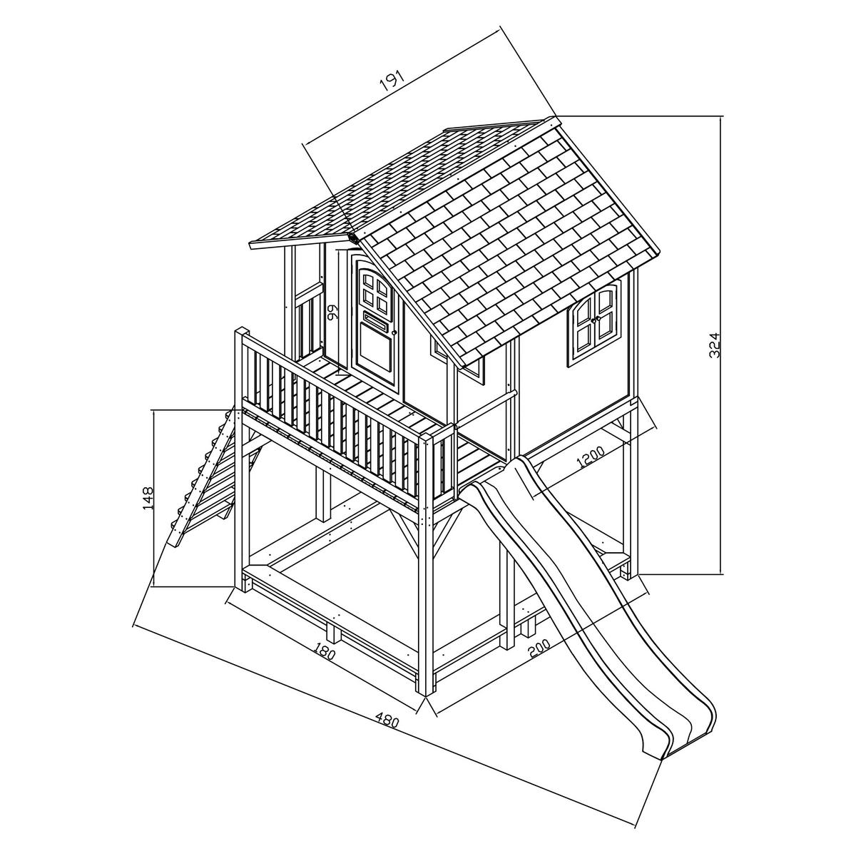 SPIELTURM 480/324/212 cm  - Braun/Grün, KONVENTIONELL, Holz (480/324/212cm) - Ambia Garden