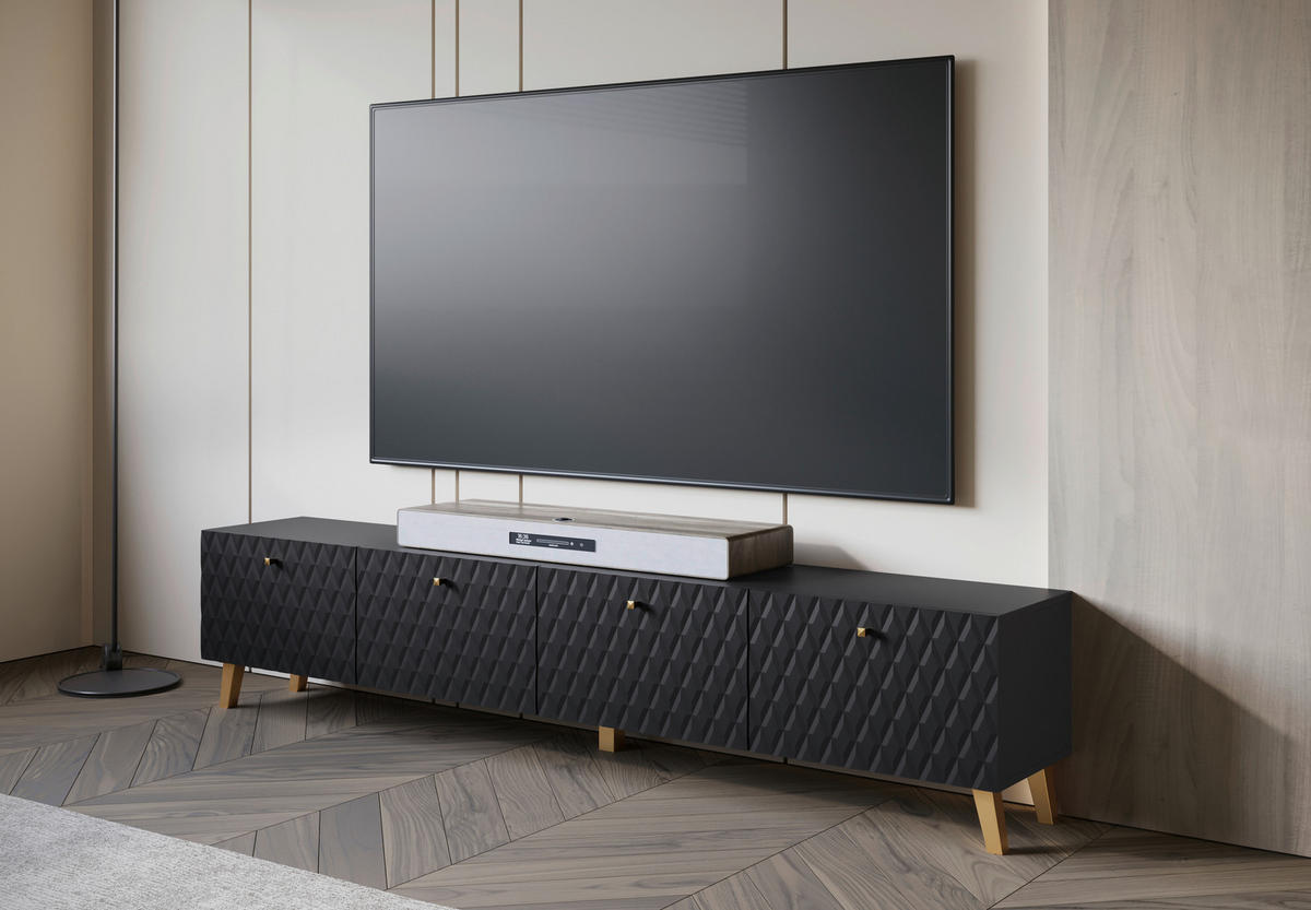 LOWBOARD  in 190/40/32 cm  - Goldfarben/Schwarz, Trend, Holzwerkstoff/Kunststoff (190/40/32cm) - Livetastic