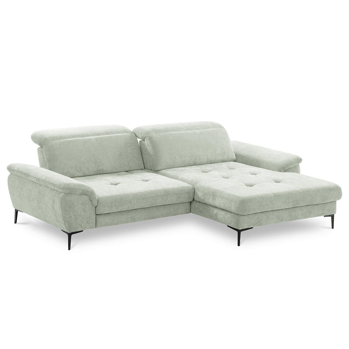 ECKSOFA  Webstoff Mintgrün  - Schwarz/Mintgrün, Design, Textil/Metall (268/195cm) - Livetastic