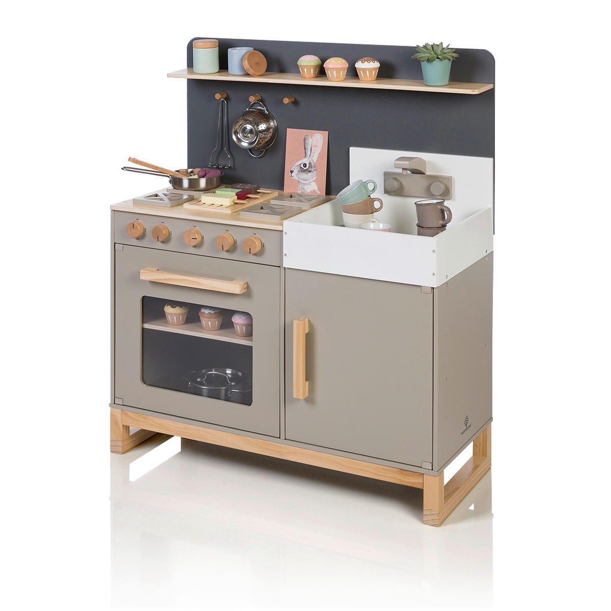KINDERKÜCHE LINUM - Naturfarben/Grau, Basics, Holz/Holzwerkstoff (76/36/90cm) - MUSTERKIND