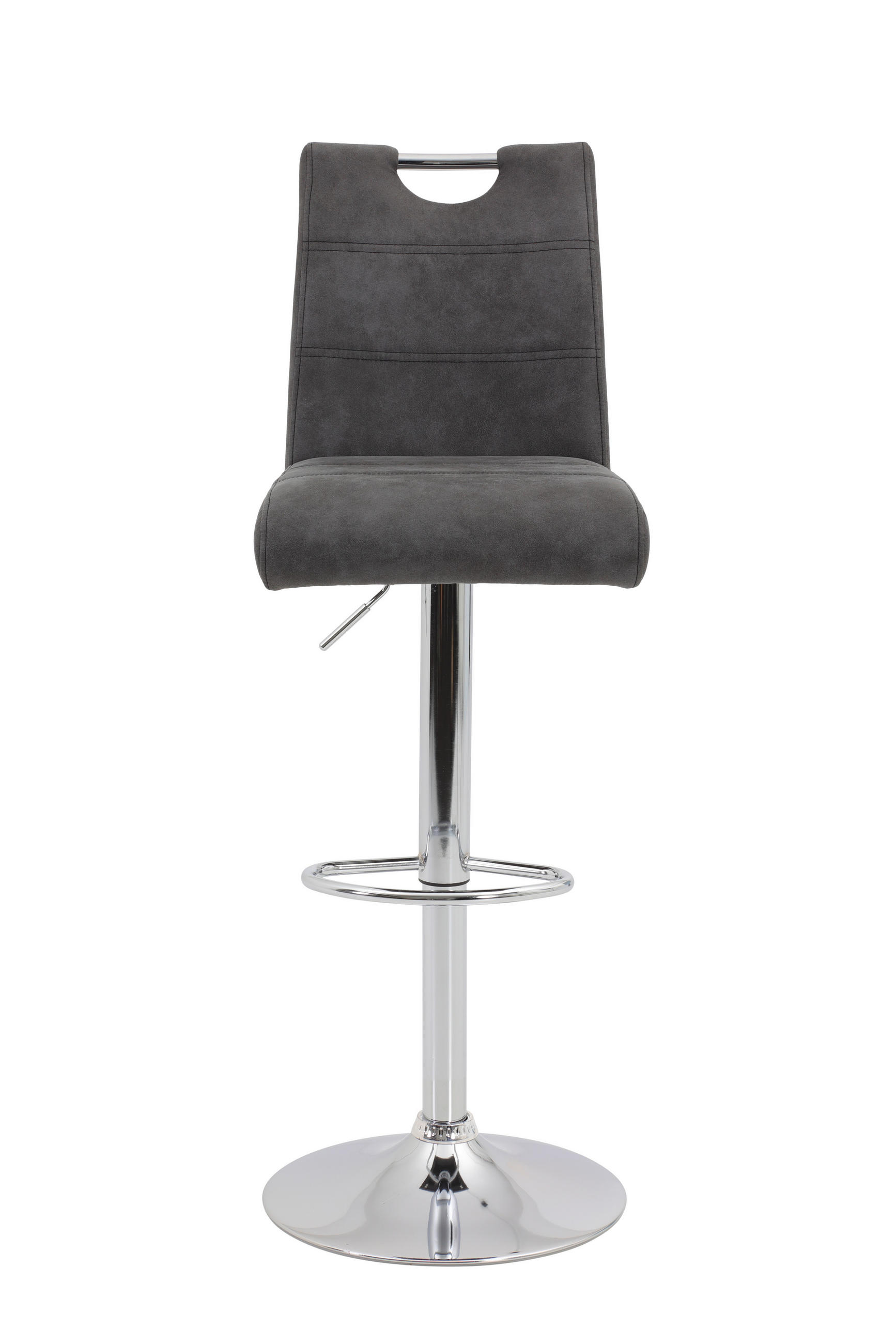 BARHOCKER Mikrofaser Anthrazit Stahl Typenauswahl, Sitzfläche 360° drehbar, mit Griff, abwischbar  - Chromfarben/Anthrazit, MODERN, Textil/Metall (40/97-119/50cm) - MID.YOU