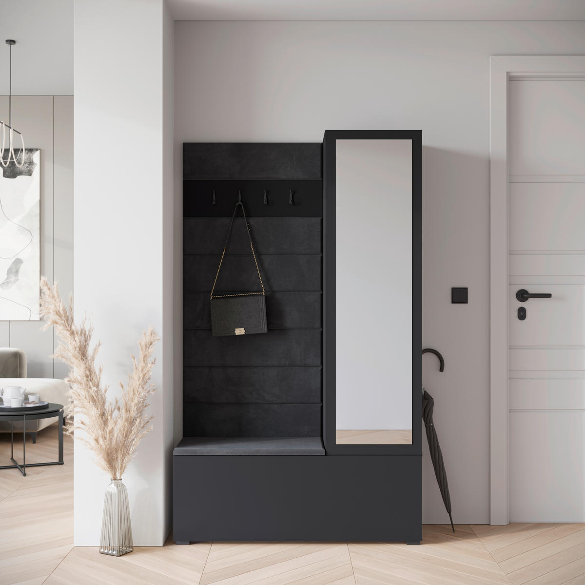 HALLMÖBEL  i 115/192/37,5 cm  - svart, Design, trämaterial (115/192/37,5cm) - Livetastic