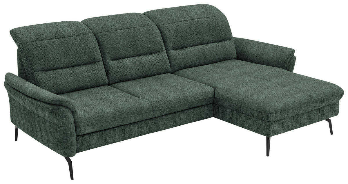 ECKSOFA in Flachgewebe Dunkelgrün  - Dunkelgrün/Schwarz, Konventionell, Textil/Metall (260/181cm) - Beldomo Speed