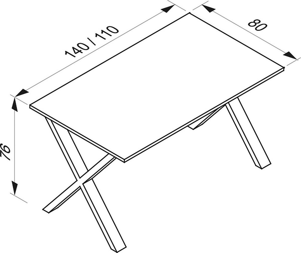 SCHREIBTISCH 140/80/76 cm Grau, Schwarz in verschiedenen Holz-Dekoren erhältlich  - Schwarz/Grau, MODERN, Holzwerkstoff/Metall (140/80/76cm) - MID.YOU