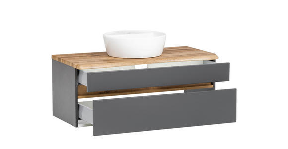 WASCHTISCHKOMBI 101 cm - Graphitfarben/Weiß, Natur, Keramik/Holzwerkstoff (101cm) - Xora