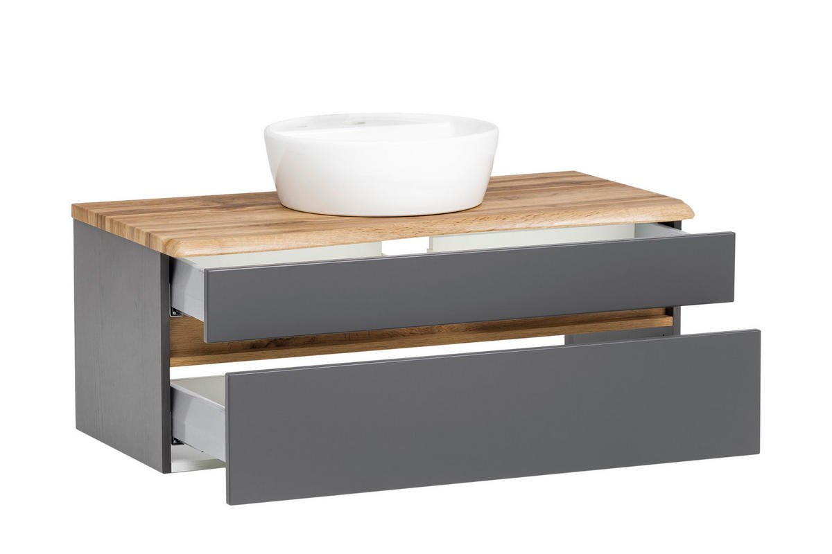 WASCHTISCHKOMBI 101 cm  - Graphitfarben/Weiß, Natur, Keramik/Holzwerkstoff (101cm) - Xora