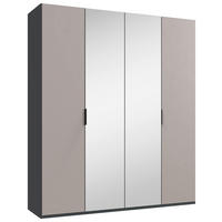 GARDEROB MED VIKDÖRRAR 200/236/58 cm 2-dörrar - sahara/grafitfärgad, Design, trämaterial/glas (200/236/58cm) - Boxxx