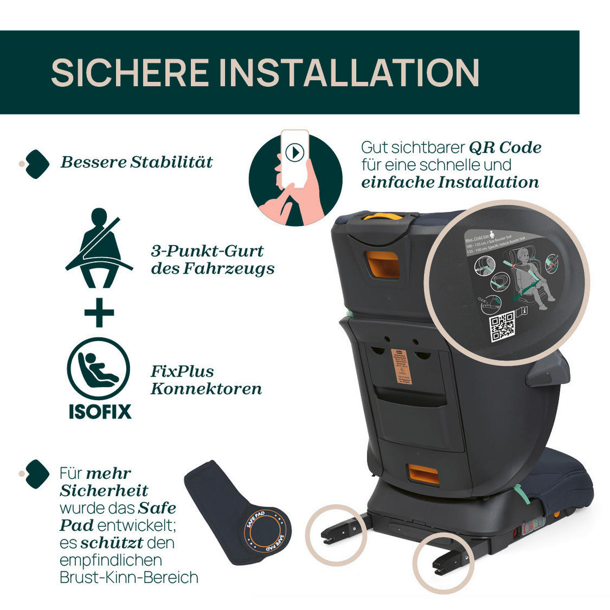 KINDERAUTOSITZ FOLD&GO I-SIZE   - Dunkelgrau, Basics (46/54/67/84/47cm) - Chicco