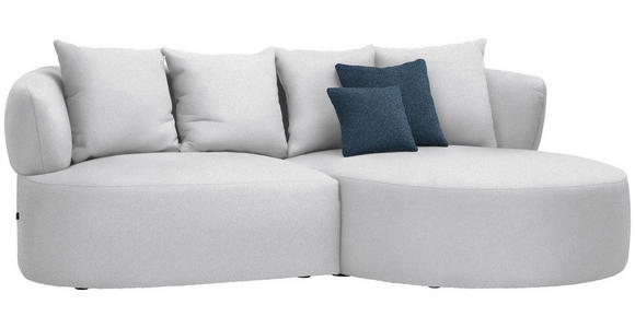 ECKSOFA in Plüsch Hellgrau  235/166 cm  - Hellgrau/Schwarz, MODERN, Kunststoff/Textil (235/166cm) - Hom`in