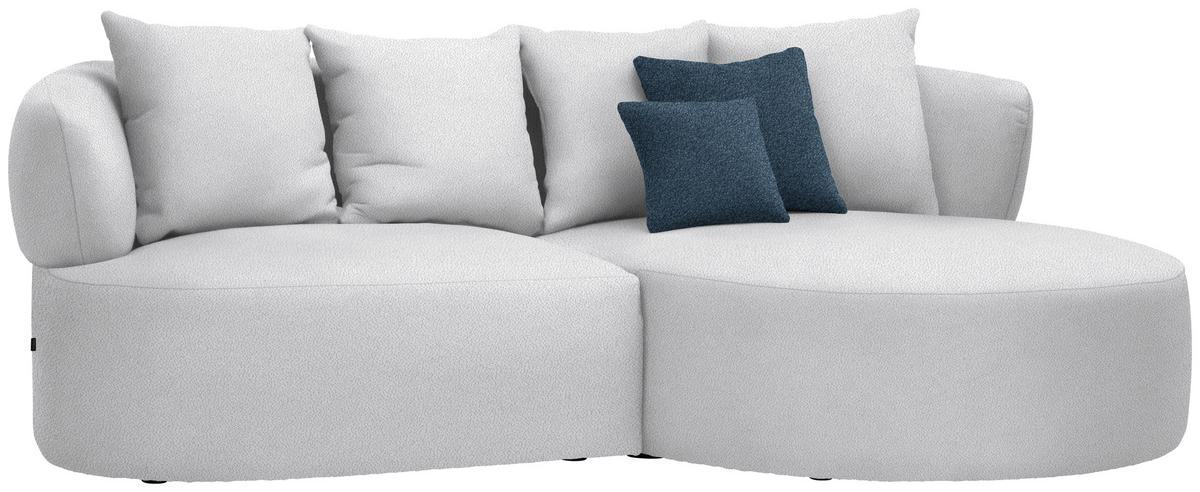 ECKSOFA in Plüsch Hellgrau  235/166 cm  - Hellgrau/Schwarz, MODERN, Kunststoff/Textil (235/166cm) - Hom`in