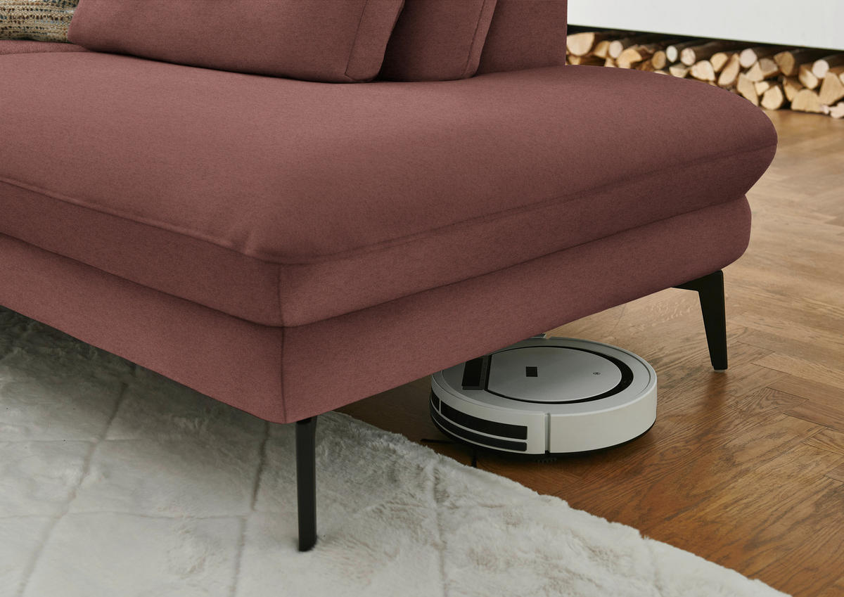 WOHNLANDSCHAFT Chenille, Flachgewebe Weinrot  - Weinrot/Schwarz, Design, Textil/Metall (180/344/208cm) - Dieter Knoll