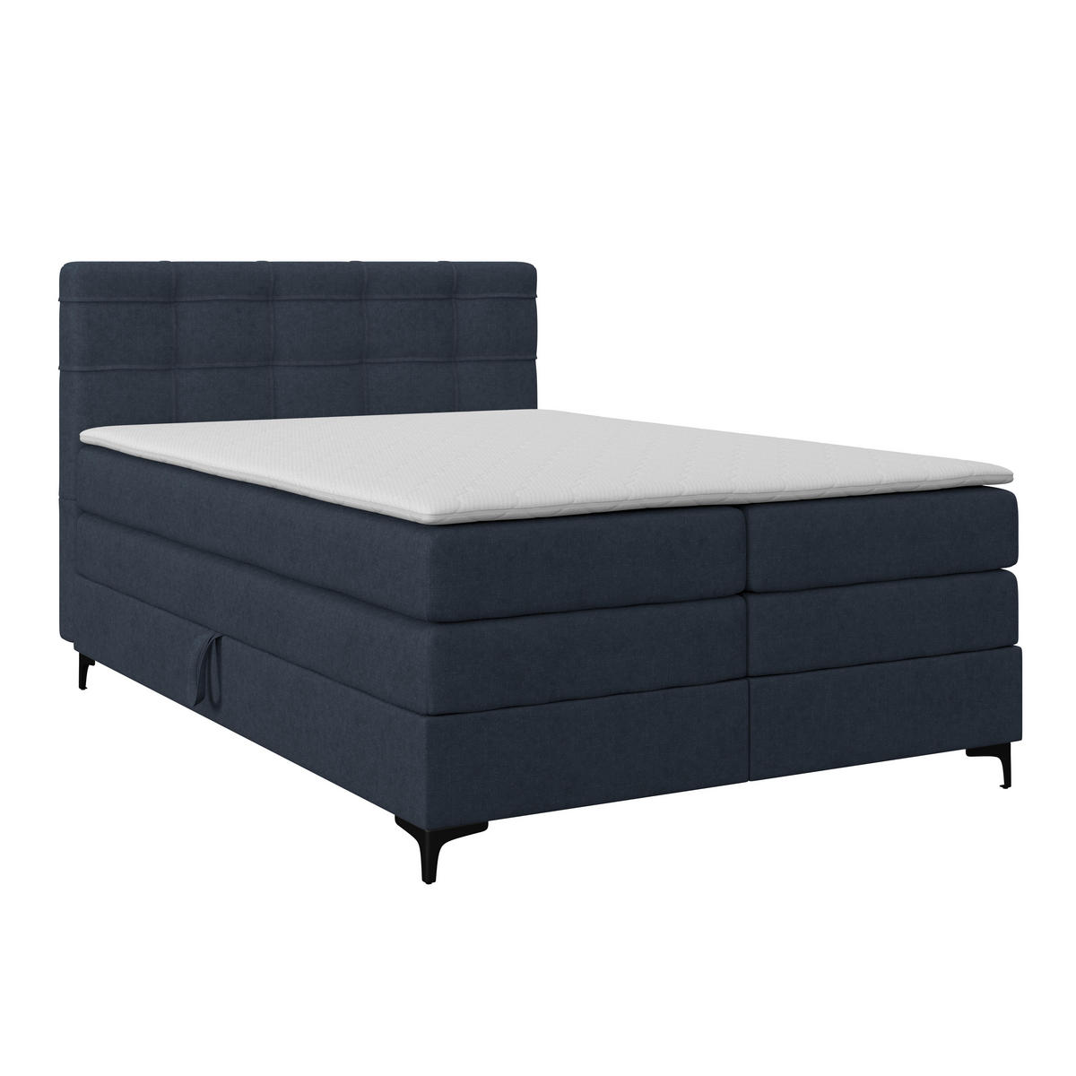 BOXSPRINGBETT 140/200 cm,  in Dunkelblau, H3 = fest  - Schwarz/Dunkelblau, KONVENTIONELL, Kunststoff/Textil (140/200cm)