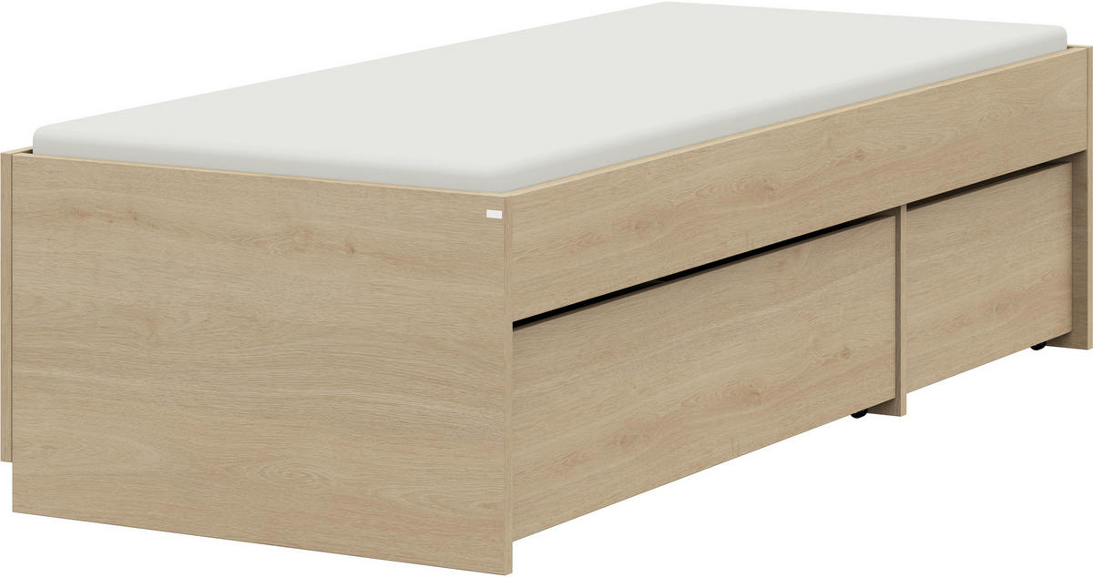 STAURAUMBETT 90/200 cm  in Eichefarben  - Eichefarben, Design, Holzwerkstoff (90/200cm) - Cantus