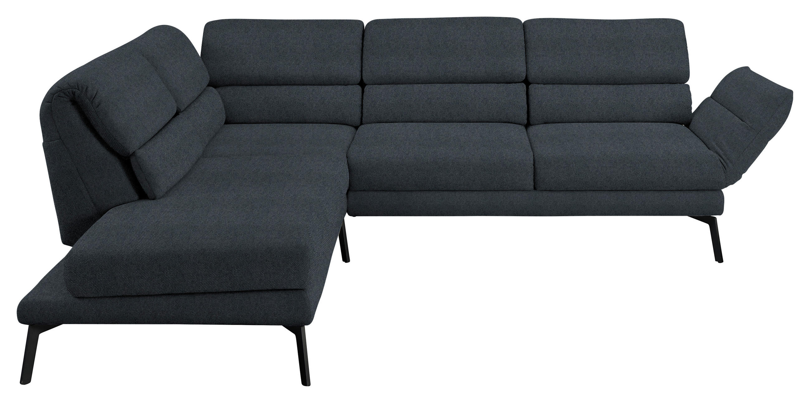 ECKSOFA in Flachgewebe Anthrazit  - Anthrazit/Schwarz, Design, Textil/Metall (212-253/256-363cm) - Dieter Knoll