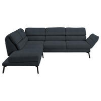 ECKSOFA in Flachgewebe Anthrazit  - Anthrazit/Schwarz, Design, Textil/Metall (212-253/256-363cm) - Dieter Knoll