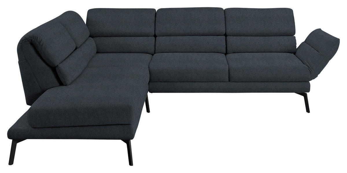 ECKSOFA in Flachgewebe Anthrazit  - Anthrazit/Schwarz, Design, Textil/Metall (212-253/256-363cm) - Dieter Knoll