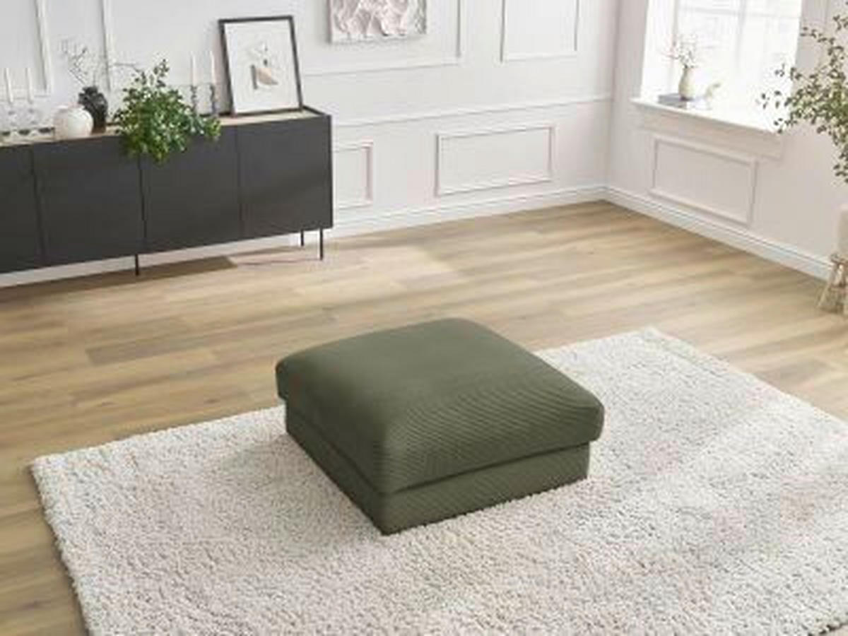 HOCKER LEONARD Cord Hellgrün  - Schwarz/Hellgrün, MODERN, Kunststoff/Textil (86/43/86cm)