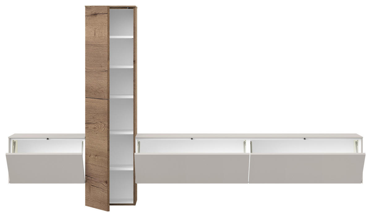 WOHNWAND  in Grau, Eichefarben  282/160/37 cm  - Eichefarben/Grau, Design, Holzwerkstoff (282/160/37cm) - Celina Home