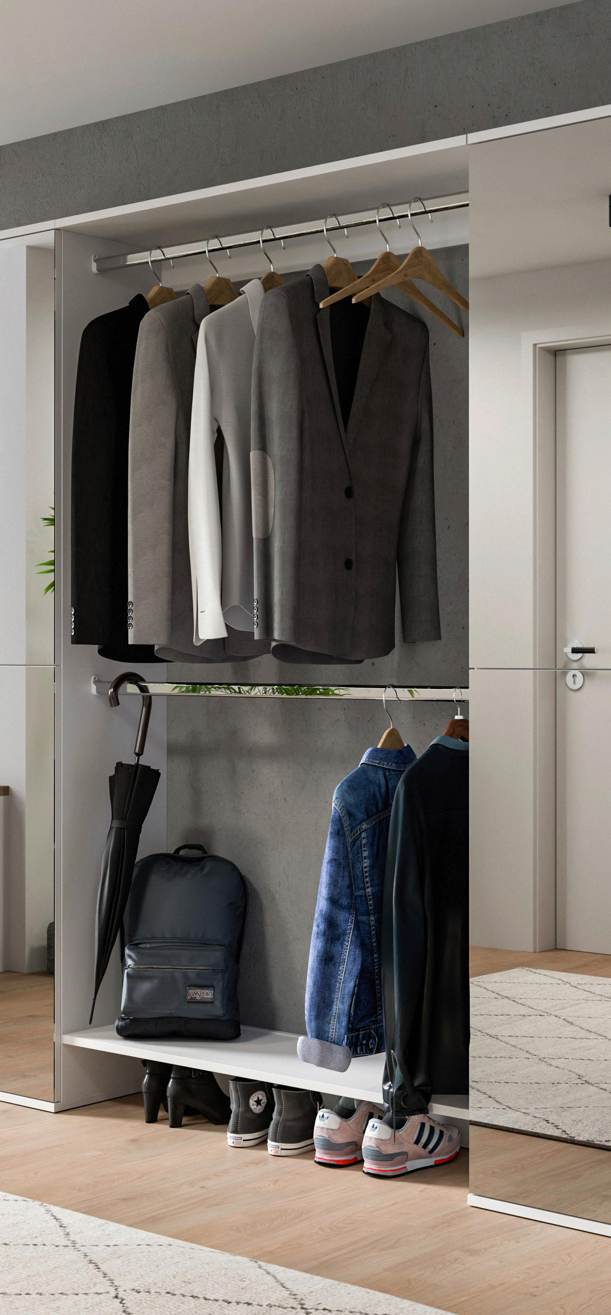GARDEROBE  in 110/193/34 cm  - Weiß Hochglanz/Weiß, Design, Holzwerkstoff (110/193/34cm) - Livetastic