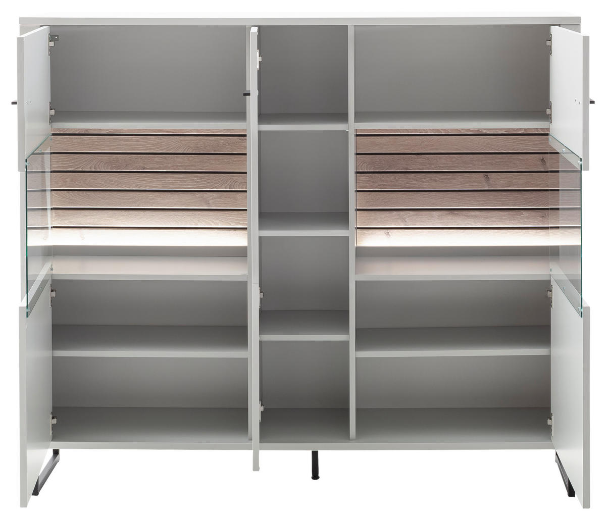 HIGHBOARD Weiss, Eichefarben  159/136/37 cm  - Weiss/Eichefarben, Design, Glas/Holzwerkstoff (159/136/37cm) - Stylife