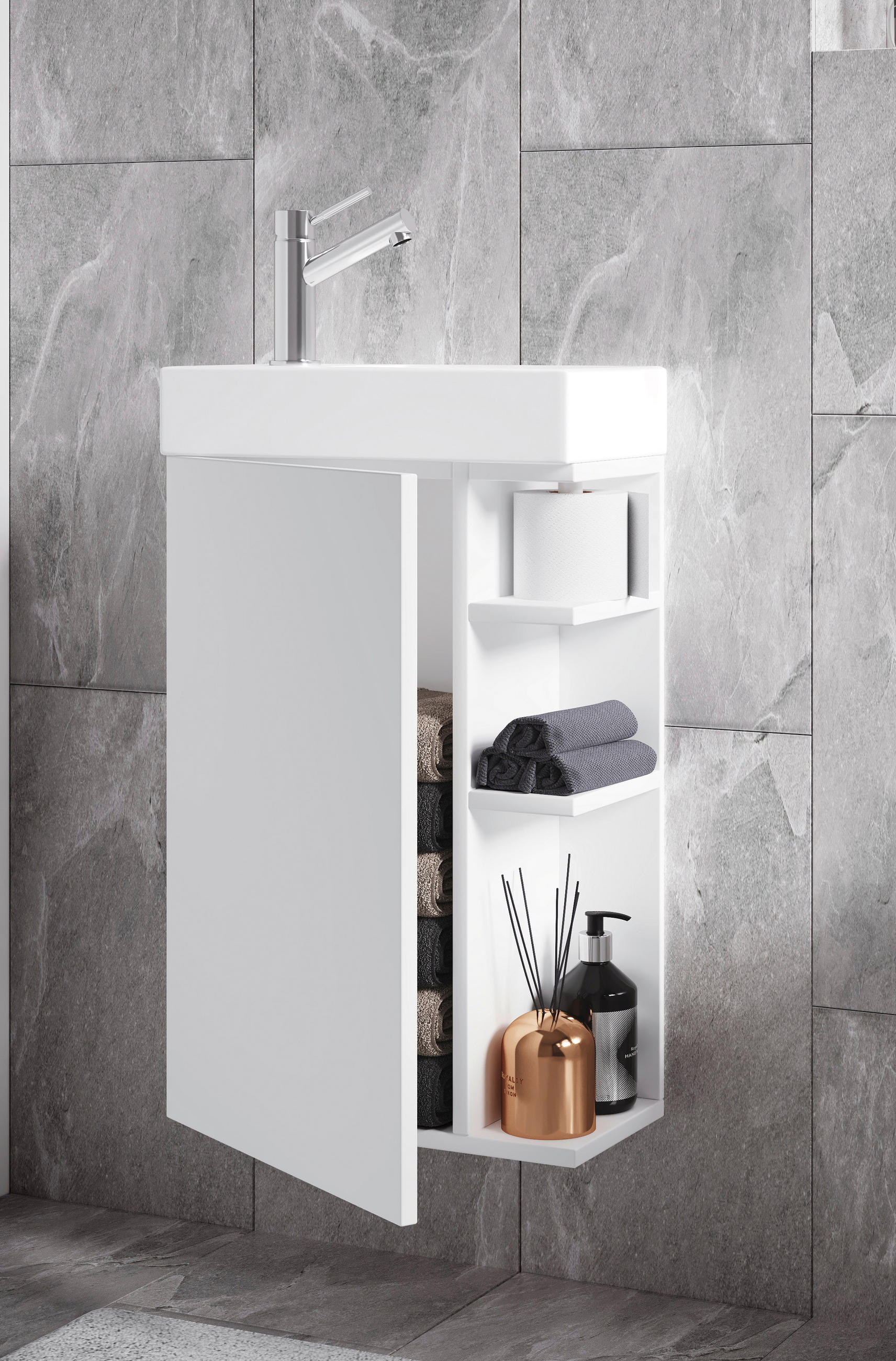 WASCHTISCHKOMBI 40 cm  - Weiß, MODERN, Keramik/Holzwerkstoff (40cm) - MID.YOU