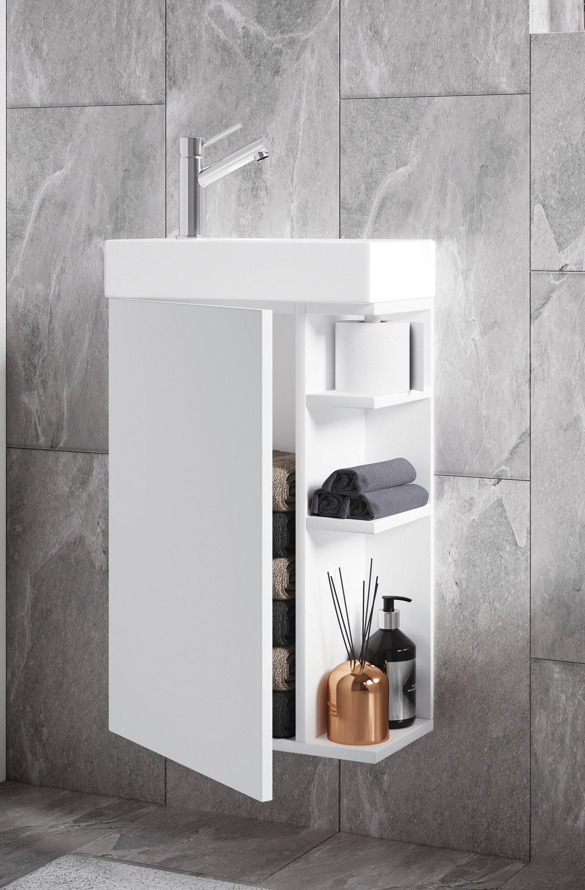 WASCHTISCHKOMBI 40 cm  - Weiß, MODERN, Keramik/Holzwerkstoff (40cm) - MID.YOU