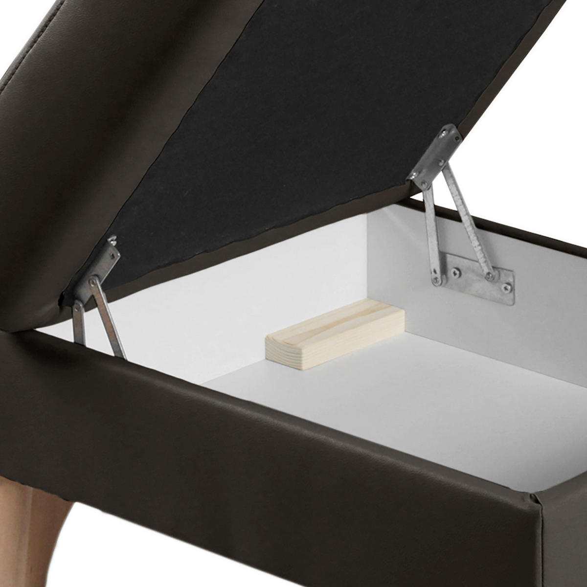 HOCKER in Textil, Leder Dunkelbraun  - Dunkelbraun/Buchefarben, Design, Leder/Holz (70/44/60cm) - Livetastic