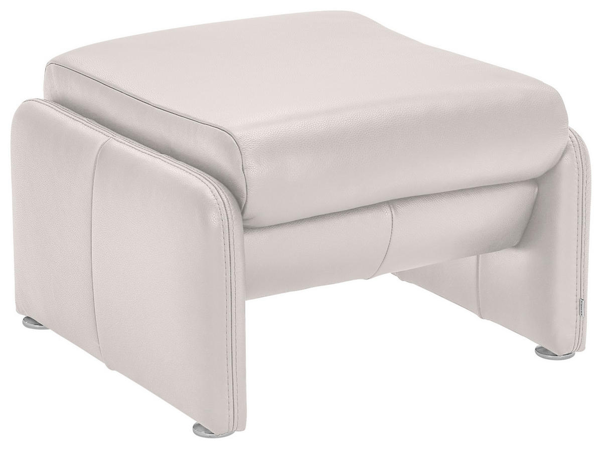HOCKER Echtleder Hellgrau  - Chromfarben/Hellgrau, KONVENTIONELL, Leder/Metall (60/42/62cm) - Celina Home
