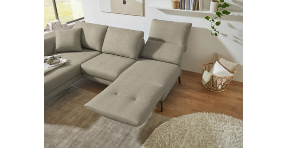 ECKSOFA  in Flachgewebe Sandfarben  175-224/255-365 cm  - Sandfarben/Schwarz, Design, Textil/Metall (175-224/255-365cm) - Dieter Knoll