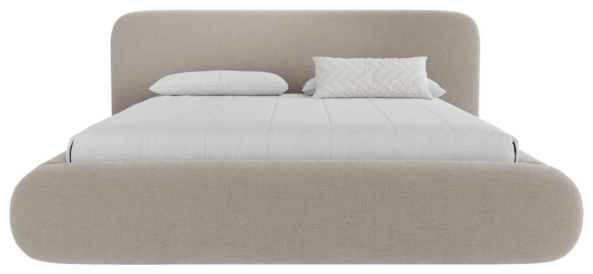 POLSTERBETT 180/200 cm,  in Taupe, gepolstertes Kopfteil, Lattenrost, Bettkasten,  - Taupe/Schwarz, Design, Holz/Textil (180/200cm) - Chameo