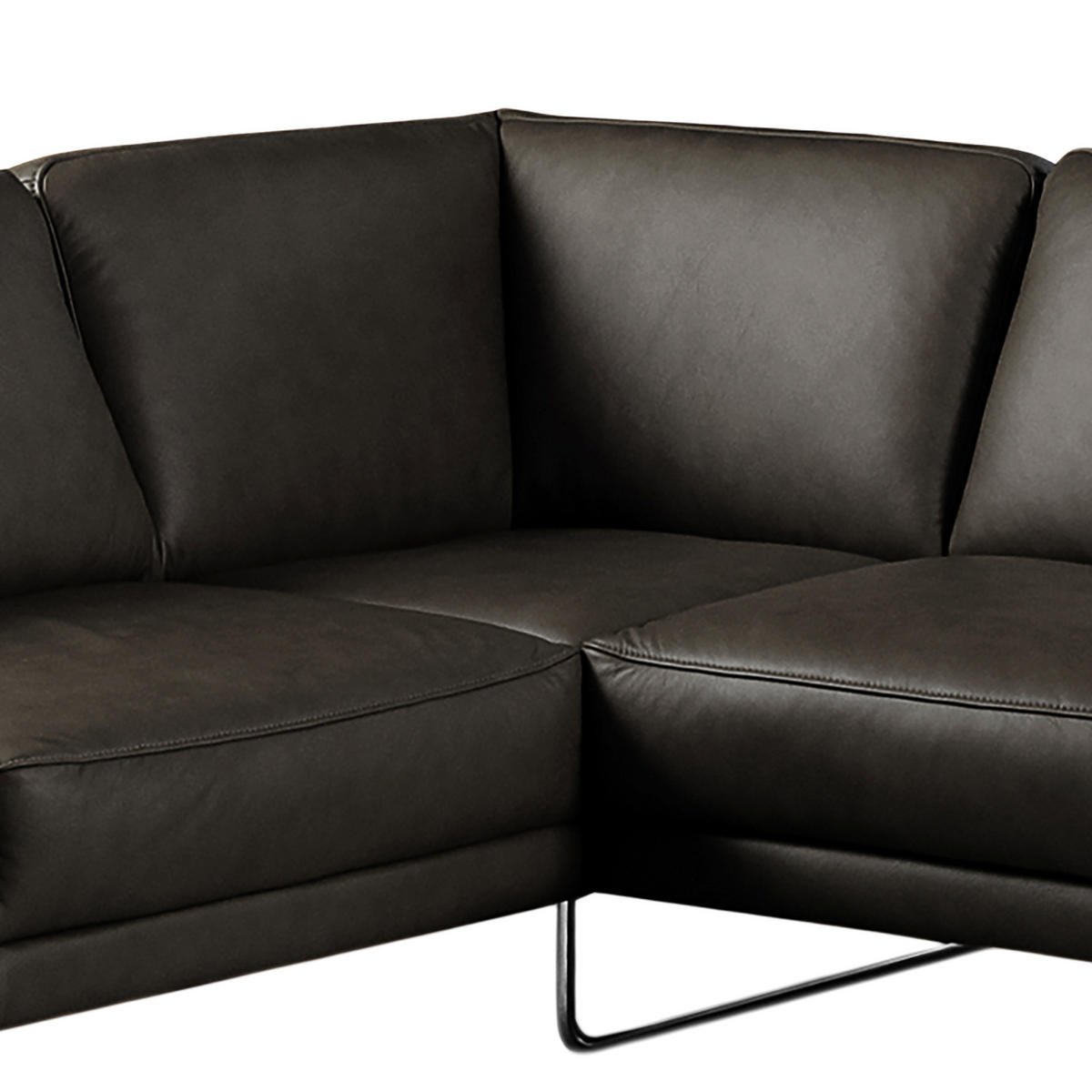 ECKSOFA in Echtleder Schwarz  - Chromfarben/Schwarz, Design, Leder/Metall (250/273cm) - Livetastic