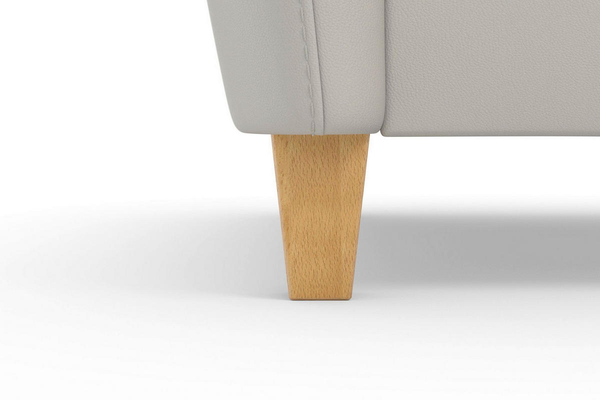 2-SITZER-SOFA PALMERA E Hellgrau Echtleder  - Eichefarben/Hellgrau, Basics, Leder/Holz (149/89/89cm) - Sit & More