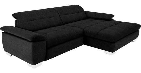 ECKSOFA in Mikrofaser Graphitfarben  - Chromfarben/Graphitfarben, Design, Textil/Metall (265/180cm) - Carryhome