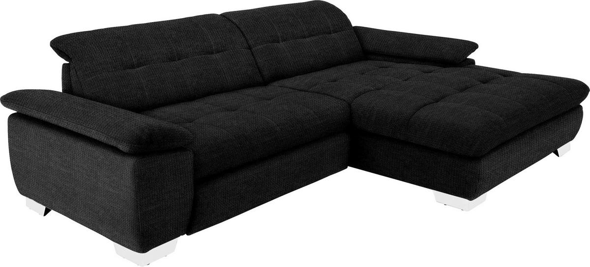 ECKSOFA in Mikrofaser Graphitfarben  - Chromfarben/Graphitfarben, Design, Textil/Metall (265/180cm) - Carryhome