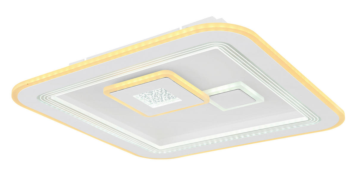 LED-DECKENLEUCHTE 46,6/46,6/7,4 cm   - Klar/Opal, Design, Kunststoff/Metall (46,6/46,6/7,4cm) - Globo