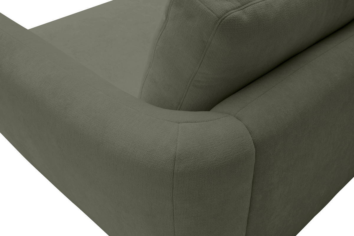 ECKSOFA  in Chenille Olivgrün  224/307 cm  - Schwarz/Olivgrün, KONVENTIONELL, Kunststoff/Textil (224/307cm) - Hom`in