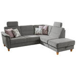 ECKSOFA inkl. Funktionen Grau Flachgewebe  - Eichefarben/Grau, MODERN, Holz/Textil (236/212cm) - Cantus